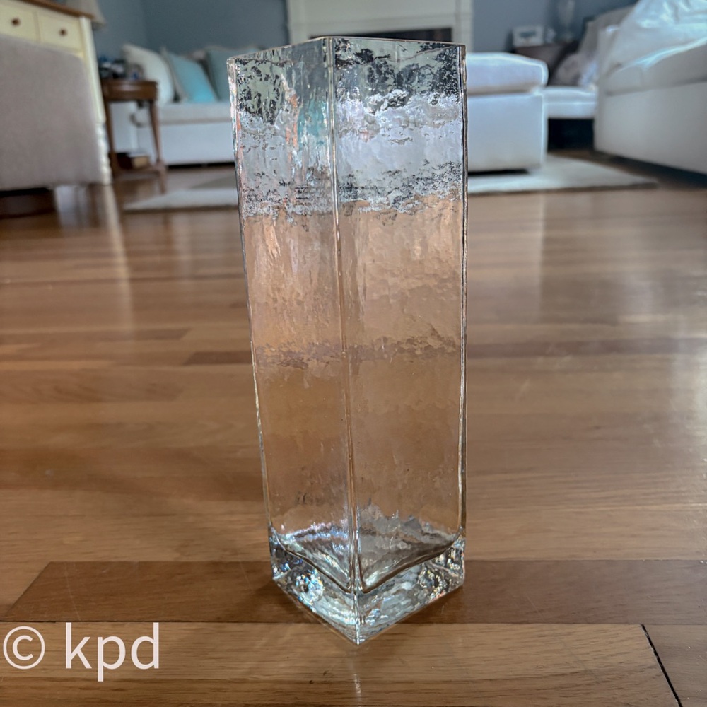 Goebel Glass Vase – Clear Textured Square 11” Tall - Picture 9 of 10
